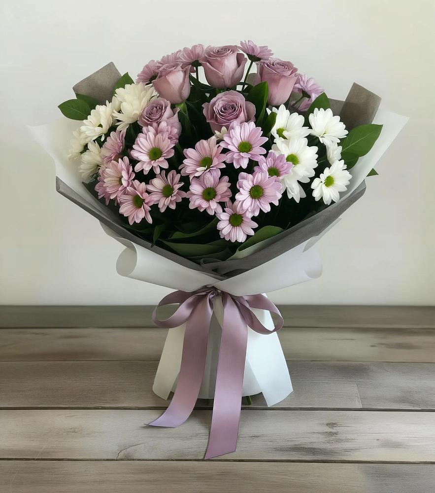 Букет цветов из: Хризантемы и Розы в Сагопши