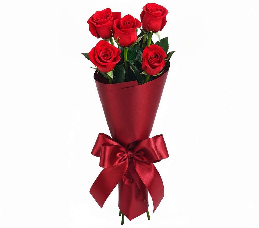 Букет 5 Красных роз Эдлесс Лав в Сагопши