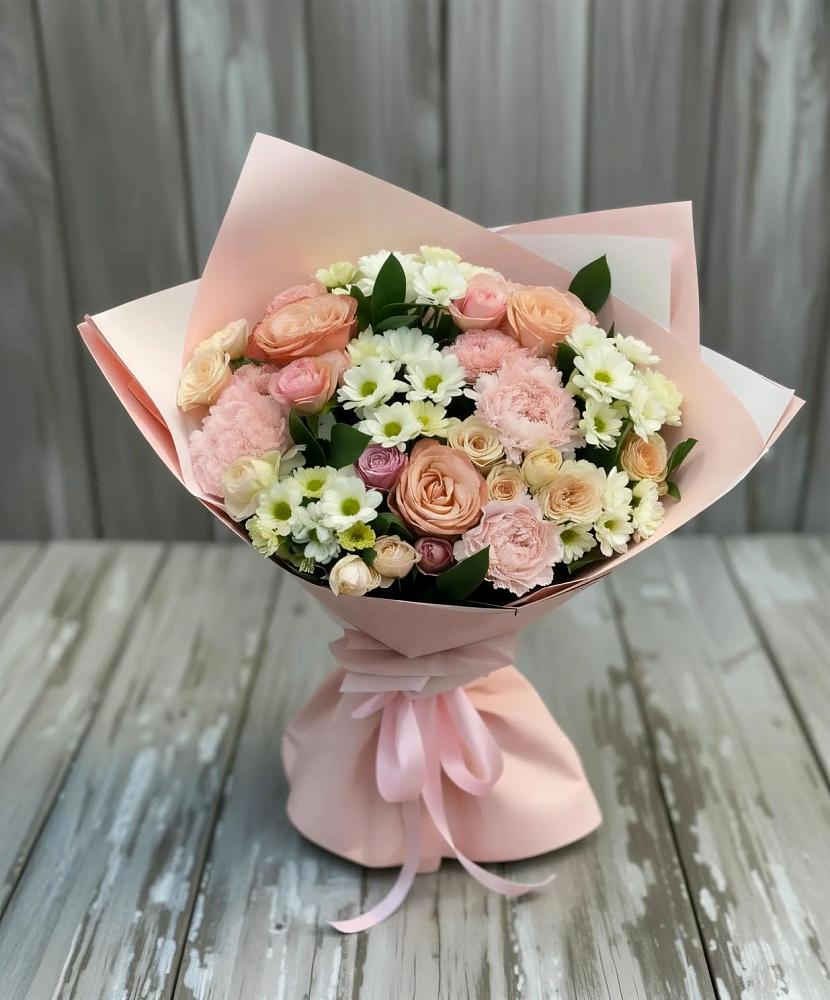 Букет цветов из: Гвоздики, Розы и Хризантемы в Сагопши