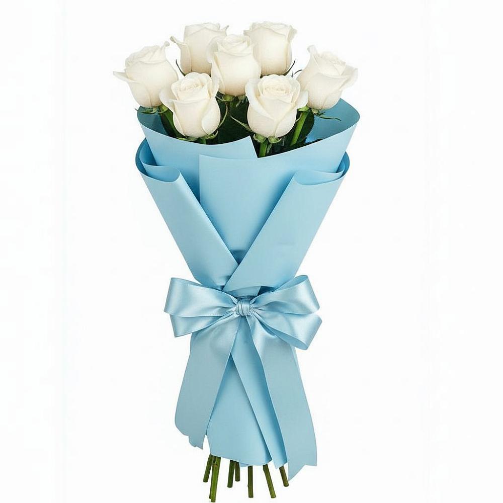 Букет 7 белых роз Проуд в Сагопши