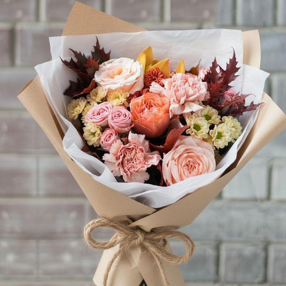 Букет цветов из: Гвоздики, Хризантемы и Розы в Сагопши