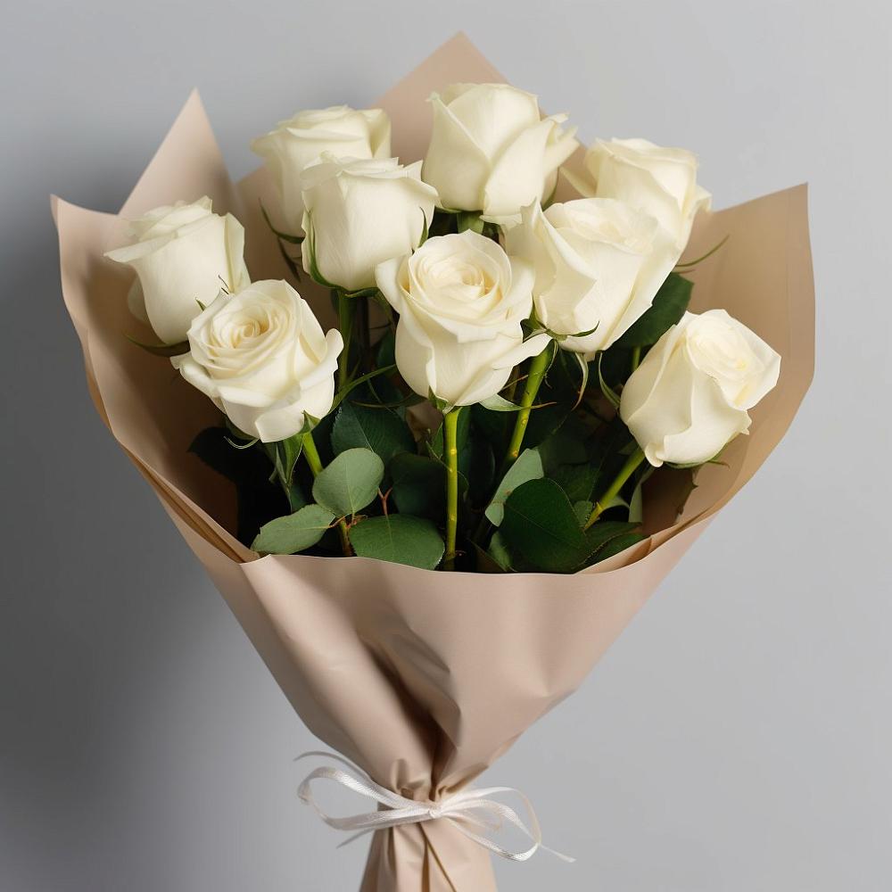 Букет 9 Белых роз Эдлесс Лав в Сагопши