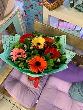 Букет цветов из:  Герберы, Хризантемы и Альстромерии #REPLACE_PRED# Сагопши