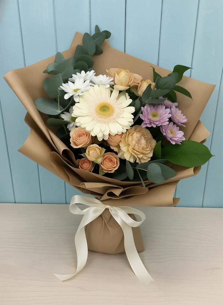 Букет цветов из: Герберы и Хризантемы в Сагопши