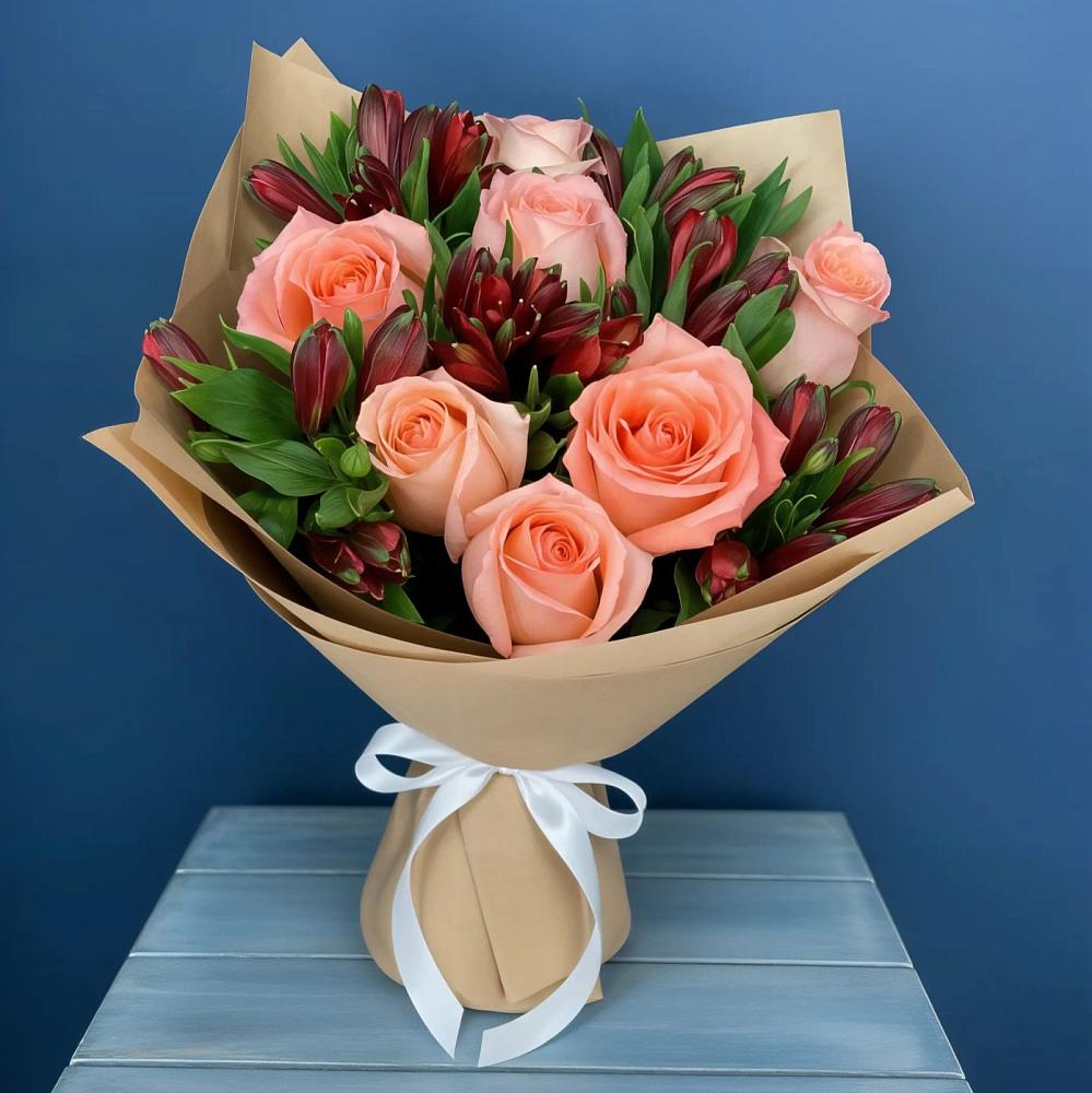 Букет цветов из: Розы и Альстромерии в Сагопши