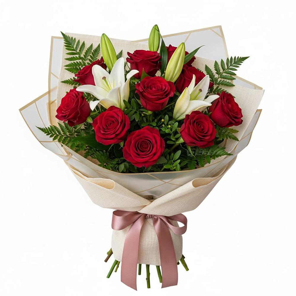 Букет цветов из: Лилии и Розы в Сагопши