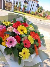 Букет цветов из:  Герберы #REPLACE_PRED# Сагопши