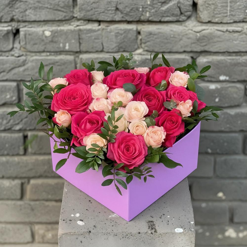Цветочная композиция из Розы в коробке в Сагопши