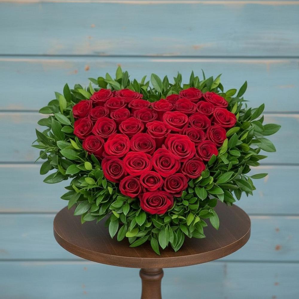 Цветочная композиция из Розы в виде сердца в Сагопши