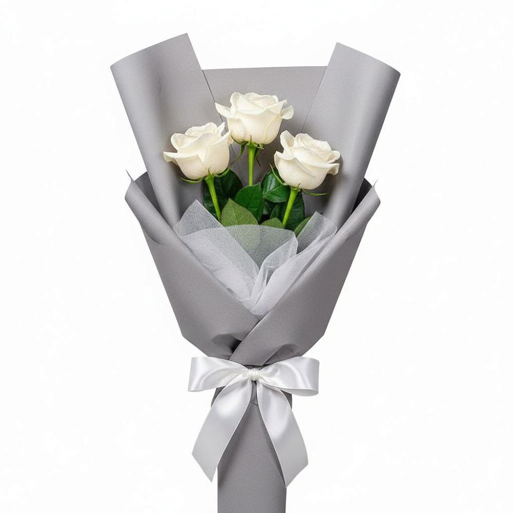 Букет 3 белые розы в Сагопши
