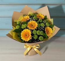 Букет цветов из:  Герберы и Хризантемы в Сагопши