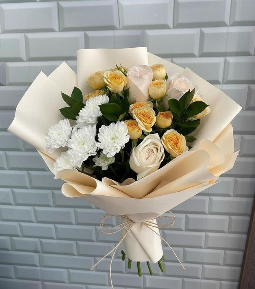 Букет цветов из: Розы и Хризантемы в Сагопши