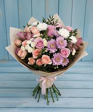 Букет цветов из:  Хризантемы, Розы и Альстромерии в Сагопши
